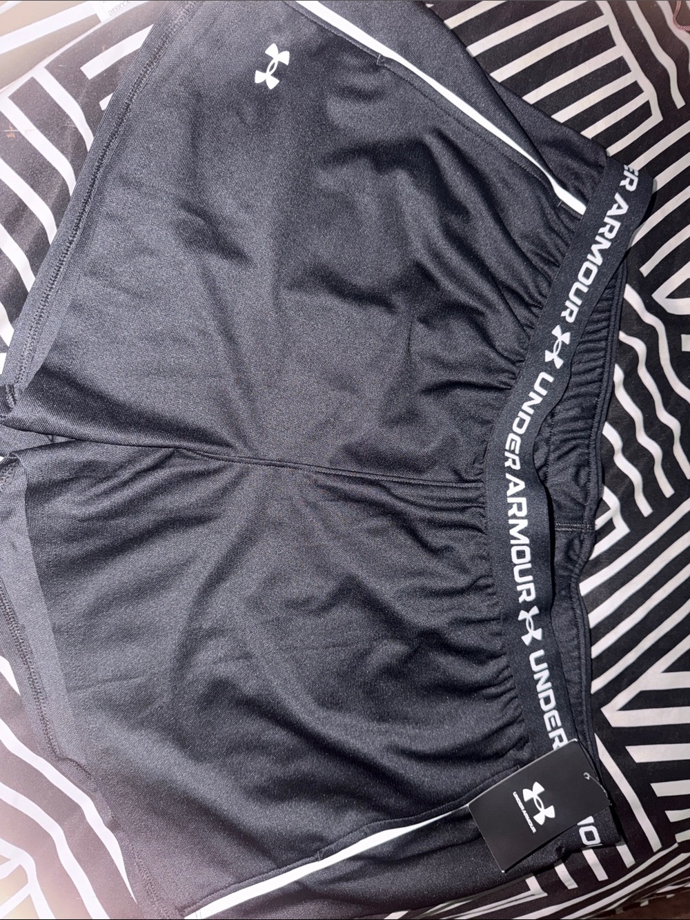Under Armour Women’s Black Athletic Training Shorts with White Trim
